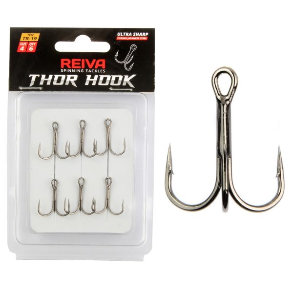 Reiva Treble Hook TR-19 Schwarz 8 6 Stk./Packung Öhrhaken mit Widerhaken für Raubfische