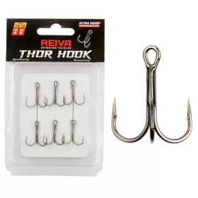   Reiva Treble Hook TR-19 Schwarz 10 6 Stk./Packung Öhrhaken mit Widerhaken für Raubfische