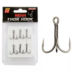   Nevis Powercat Treble Hook TR-21 Schwarz 6/0 5 Stk./Packung Öhrhaken mit Widerhaken für Raubfische