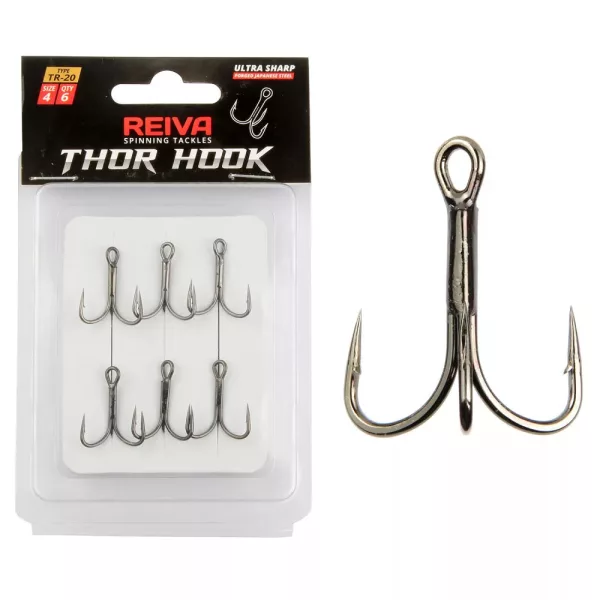 Reiva Treble Hook TR-20 Schwarz 6 6 Stk./Packung Öhrhaken mit Widerhaken für Raubfische