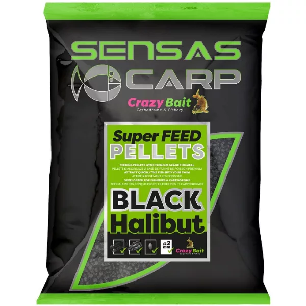 Sensas Super Feed Pellets Black Halibut 6mm Futterpellets 700gr