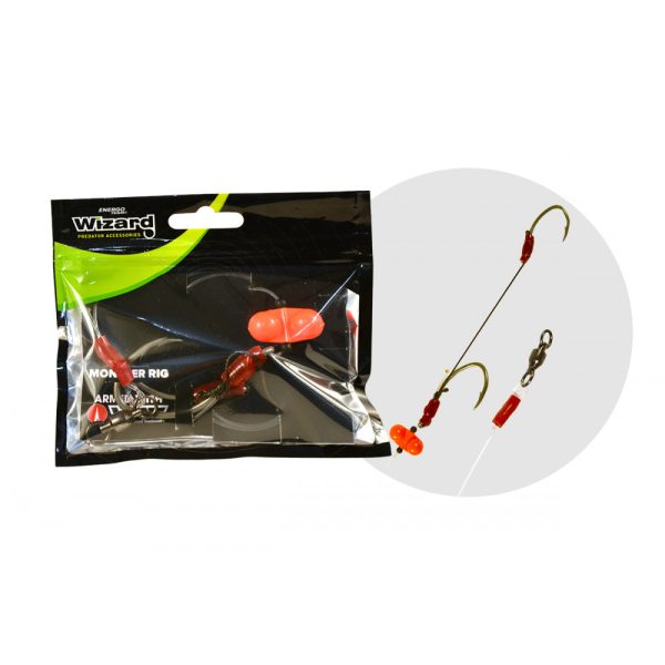 Wizard Monster Surface Livebait Double Monobraid Rig 7/0+9/0 Classic Wallervorfach