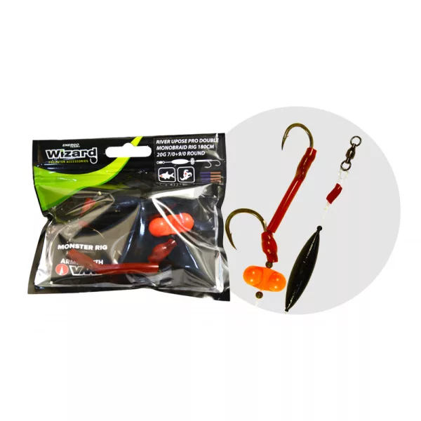 Wizard Monster River Upose Pro Double Monobraid Rig 7/0+9/0 20gr Round Welsvorfach