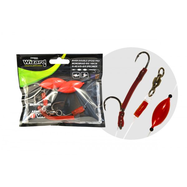 Wizard Monster River Upose Pro Double Monobraid Rig 6/0+8/0 4+4gr Specimen Welsvorfach