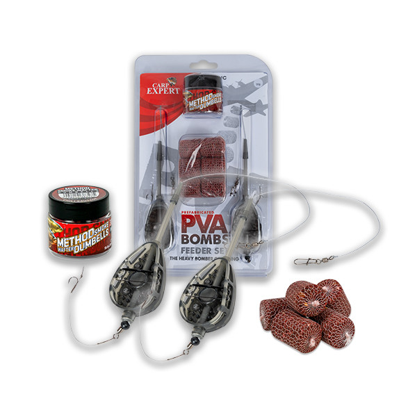 Carp Expert Rapid Pva Bomb Set Montage 40gr+40gr 2 Montagen + 6 PVA Bombs + Köder Grundfischen