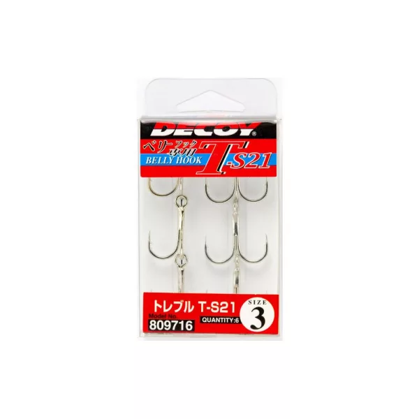 Decoy T-S21 Belly Hook #3 Öhr-Widerhaken-Drillingshaken 6 Stk.