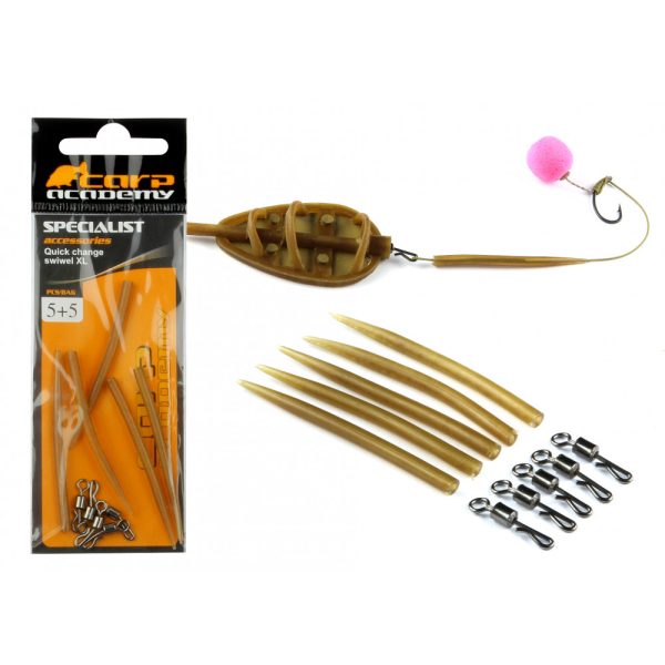 Carp Academy Schnellverschluss mit Silikonschlauch XL 5+5 Stk.