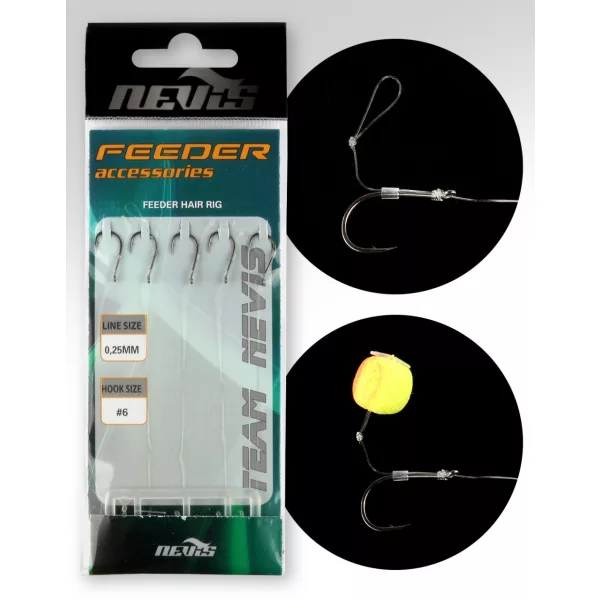 Nevis Feeder Monofil-Vorfach Schwarz 8 5Stk/Packung Öhrhaken Mit Widerhaken Feederhaken