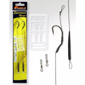   Carp Academy Line Aliger Rig Schwarz 4 2 Stk./Packung Vorgebundener geflochtener Haken mit Öhr und Widerhaken