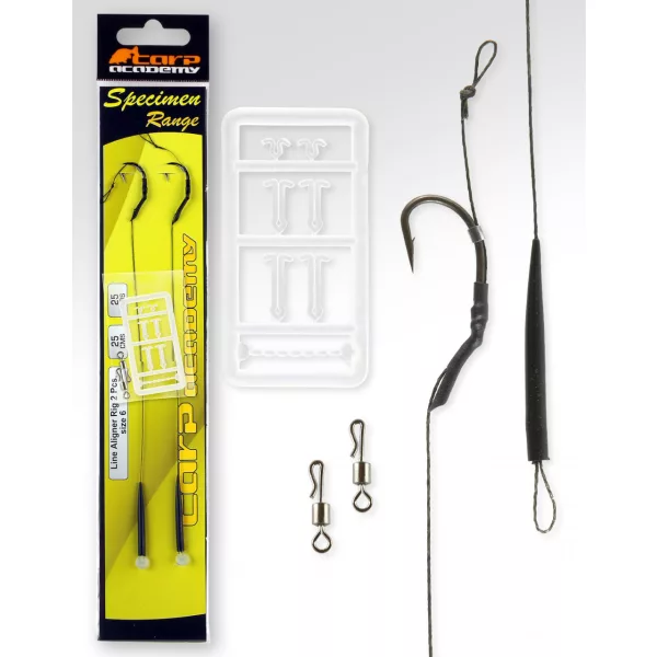 Carp Academy Line Aliger Rig Schwarz 4 2 Stk./Packung Vorgebundener geflochtener Haken mit Öhr und Widerhaken