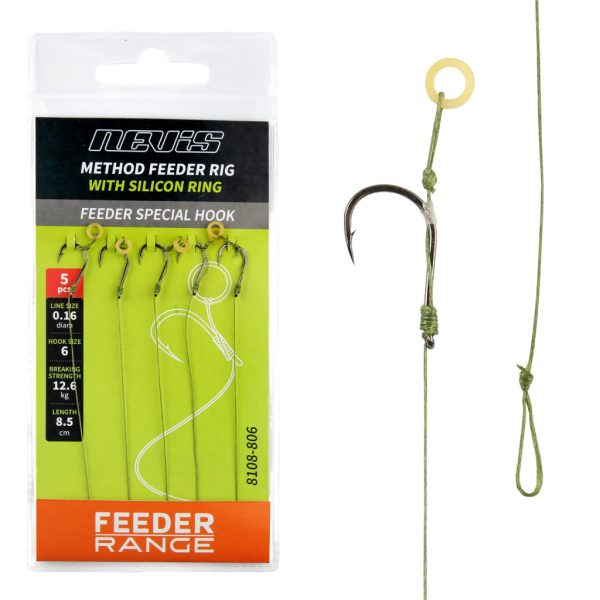 Nevis 8 Feeder-Geflochtenes Vorfach mit Silikonring 5 Stück
