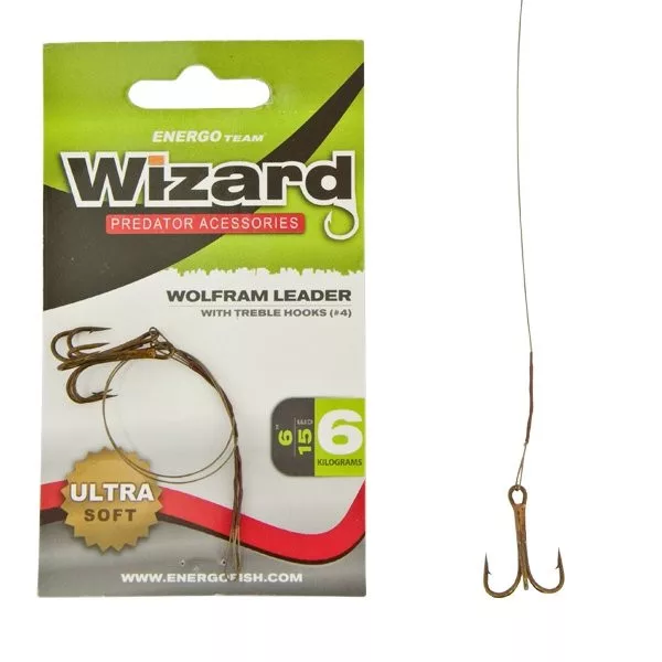 Wolfram-Vorfach mit Drilling 6 6Kg 2 Stk/Pckg