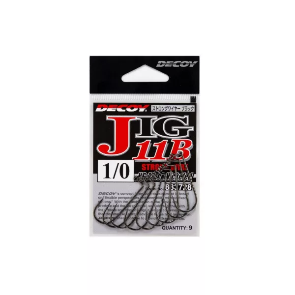 Decoy Jig11B Strong Wire Black #5/0 Öhr-Widerhaken-Einzel-Jig-Haken 5Stk