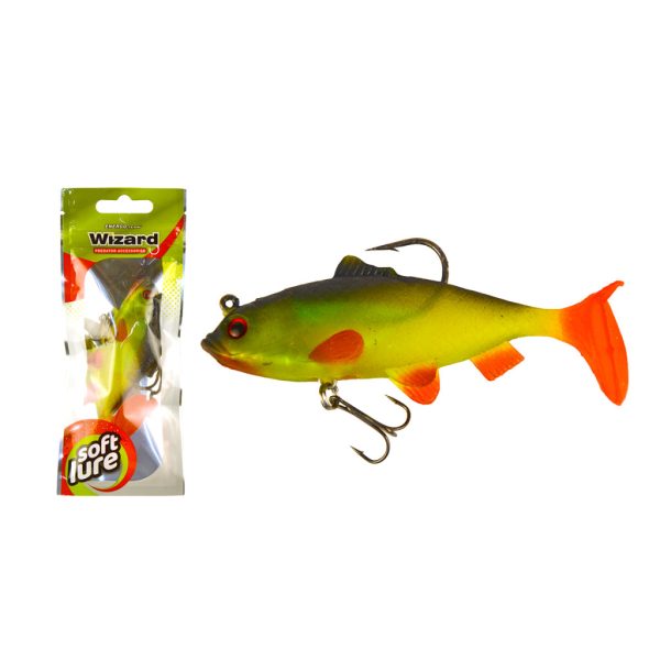 Wizard Swimbait Perch 10,16cm Green Yellow Gummifisch
