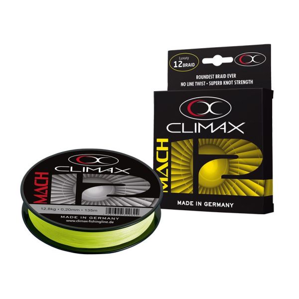 Climax Mach X12 Fluo Yellow 135m 0,11mm 6,0kg Geflochtene Hauptschnur
