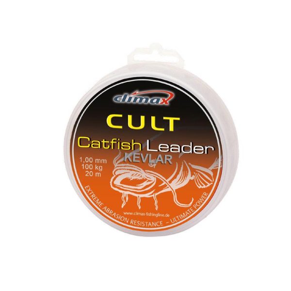 Climax Cult Catfish Kevlar Leader 20m 0,80mm 80kg Olive Green Waller-Geflechtvorfach