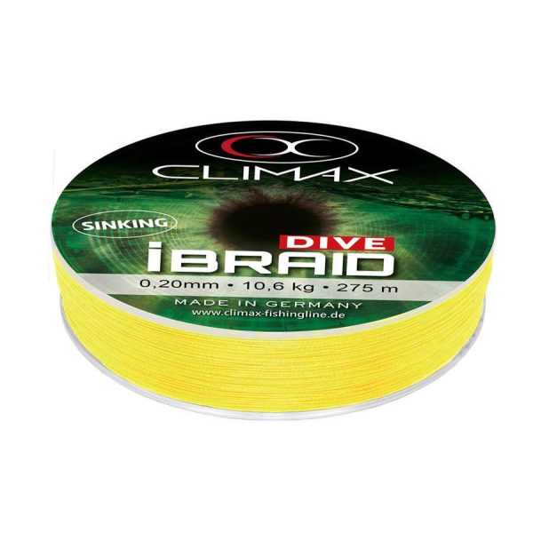 Climax iBraid Dive Sinking Fluo Yellow 275m 0,22mm 11,8kg Geflochtene Hauptschnur