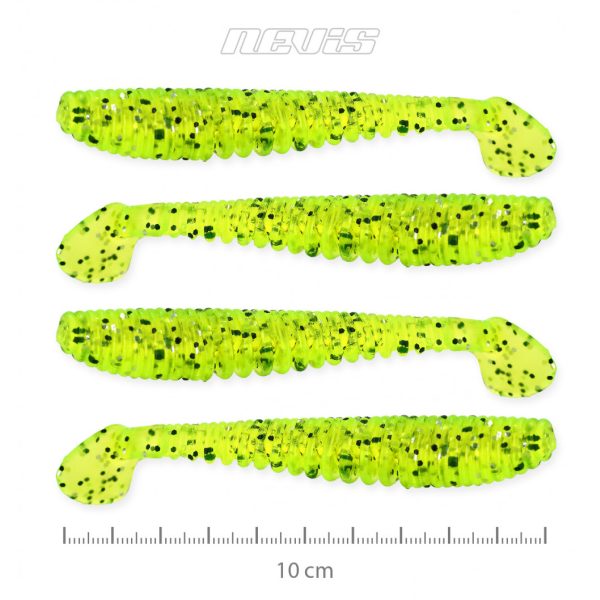 Nevis Impulse Shad 10cm 6,92gr 4 Stück/Packung Fluo Grün Glitzer Kunststoffköder