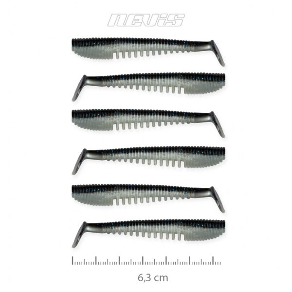 Nevis Impulse Shad 6,3cm 1,77gr 6 Stück/Packung Schwarz-Silber Kunststoffköder
