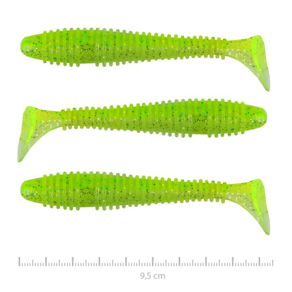 Nevis Vantage Swinger 9,5cm 7,18gr 3 Stk./Pack. Fluo Grün Glitzer III. Plastikköder