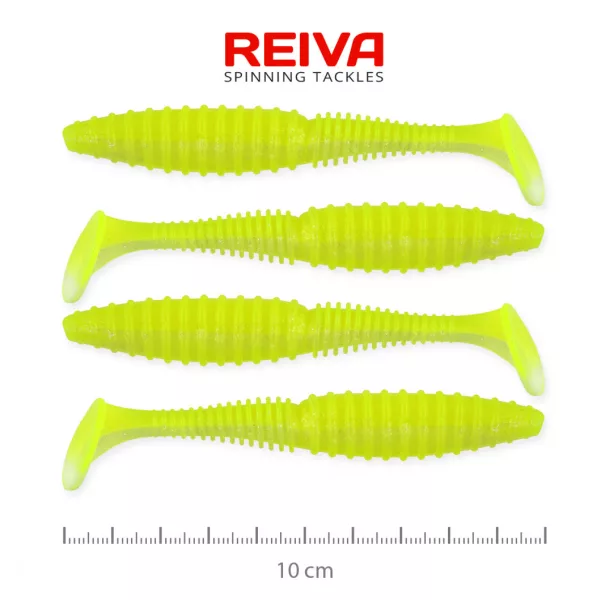 Reiva Zander Power Shad 10cm 7,05gr 4 Stk./Pack (Fluo Grün) Gummiköder