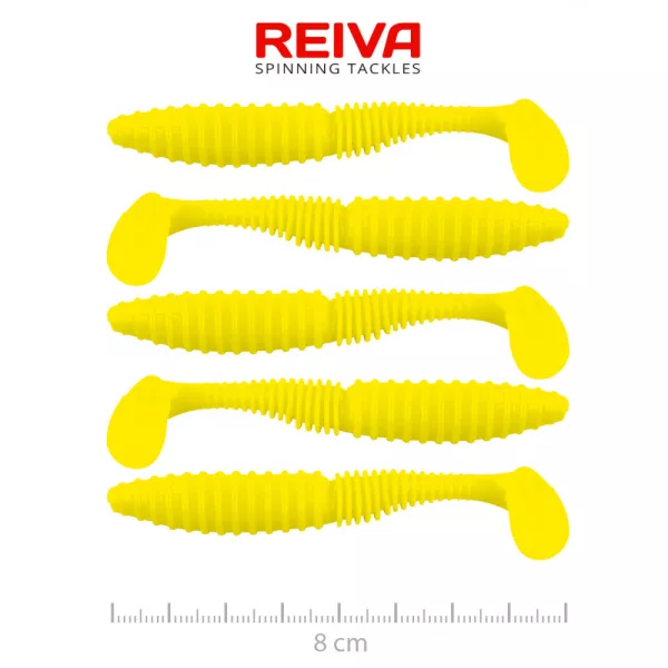 Reiva Zander Power Shad 8cm 3,18gr 5 Stk./Pack (Zitronengelb) Gummiköder
