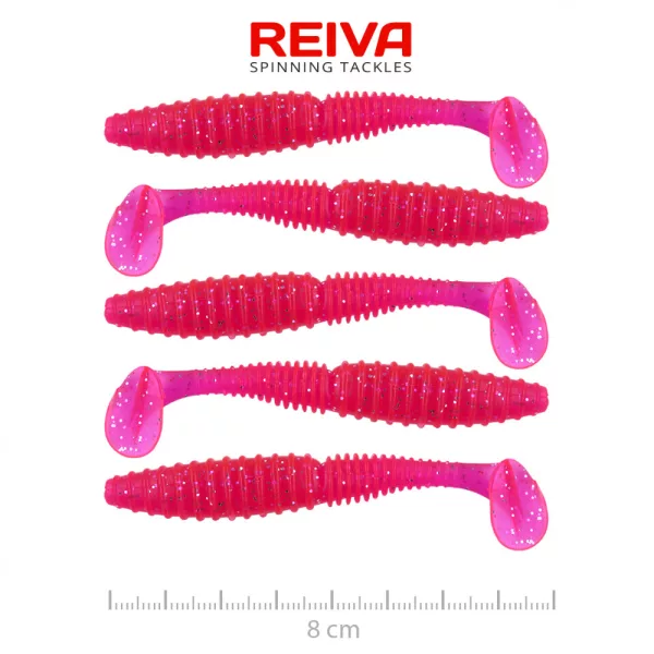 Reiva Zander Power Shad 8cm 3,18gr 5 Stk/Pck (Pink Glitzer) Plastikköder