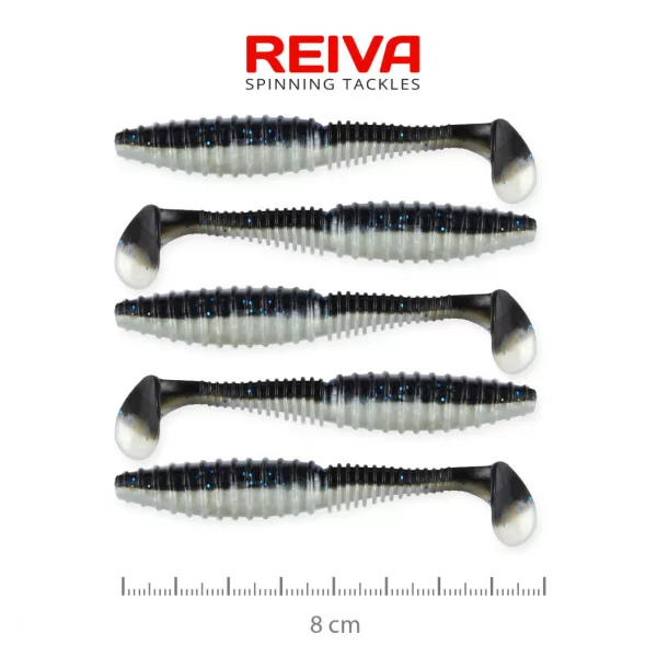 Reiva Zander Power Shad 8cm 3,18gr 5 Stk/Pck (Schwarz Silber) Plastikköder