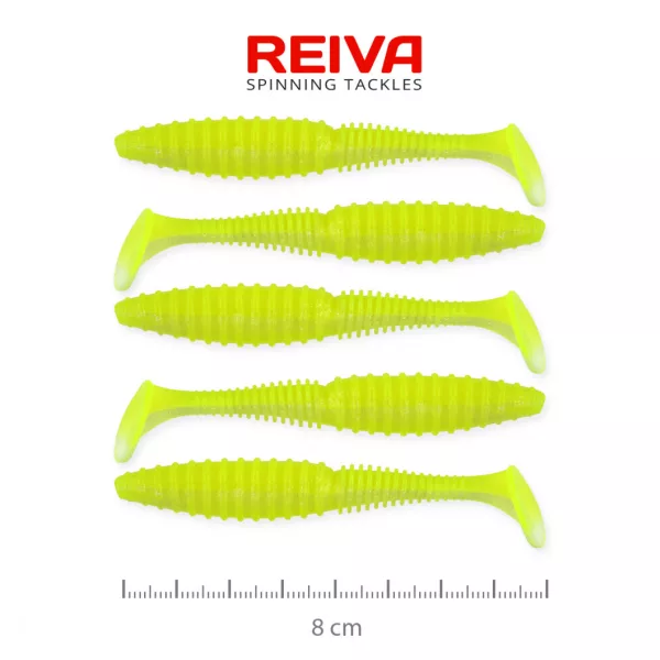 Reiva Zander Power Shad 8cm 3,18gr 5 Stk/Pck (Fluo Grün) Plastikköder