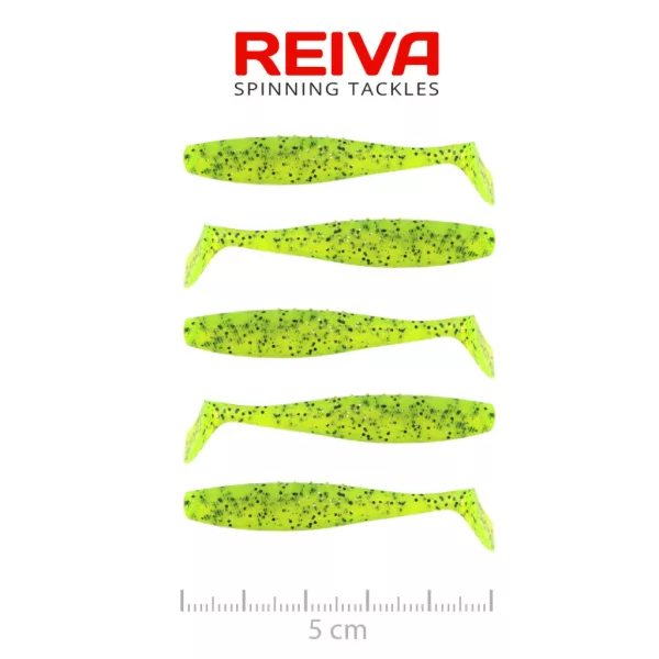 Reiva Flat Minnow Shad Poppy Green 5cm 1,3gr Kunststoffköder 5 Stk.
