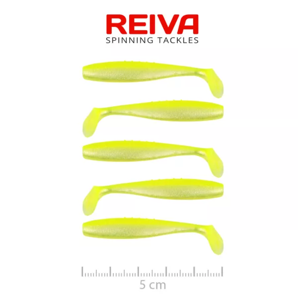 Reiva Flat Minnow Shad Flash Lemonade 5cm 1,3gr Kunststoffköder 5 Stk.