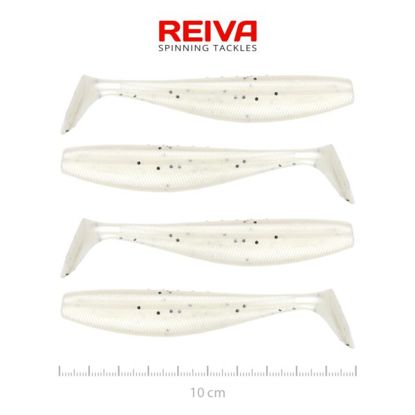 Reiva Flat Minnow Shad 10cm Pearl Dot Plastik-Köder 4 Stk.