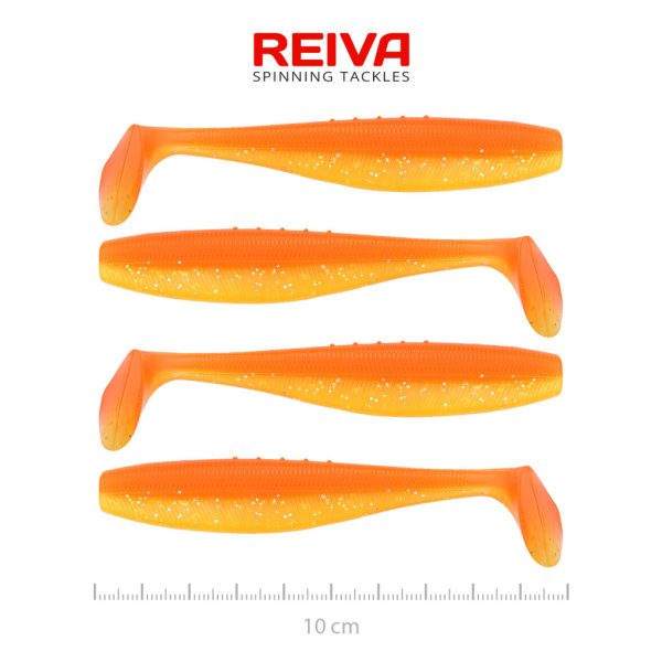 Reiva Flat Minnow Shad 10cm Shiny Orange Plastik-Köder 4 Stk.
