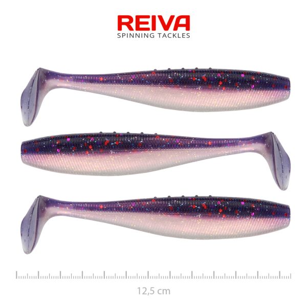 Reiva Flat Minnow Shad 12,5cm Purple Pearl Plastik-Köder 3 Stk.