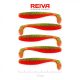 Reiva Flat Minnow shad 7,5cm 5 Stück/Packung (Grün-Oranger Glitter) Plastikköder