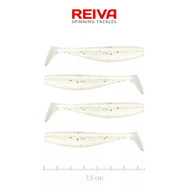 Reiva Flat Minnow Shad 7,5cm Pearl Dot Plastik-Köder 4 Stk.