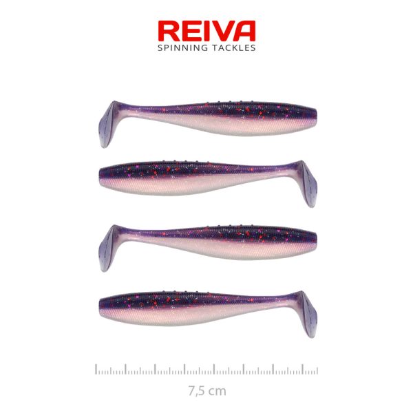 Reiva Flat Minnow Shad 7,5cm Purple Pearl Plastik-Köder 4 Stk.