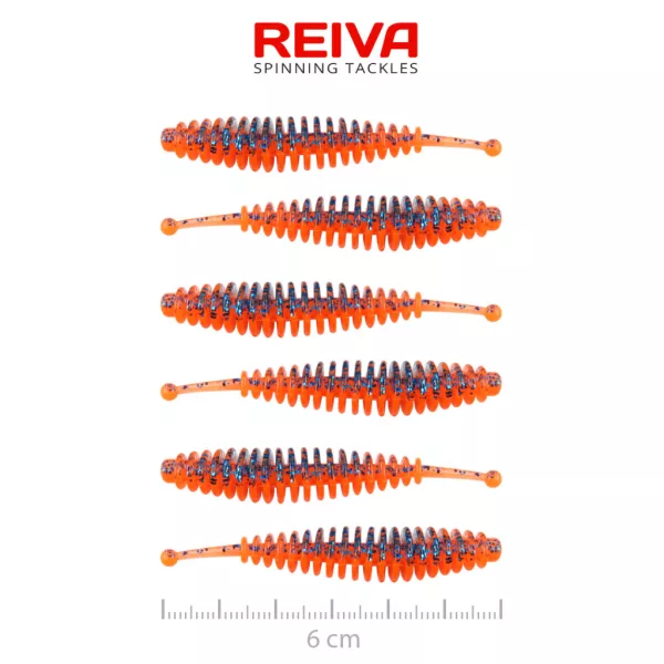 Reiva Tiny Worm Orange Disco 6cm Kunststoffköder 6 Stk.