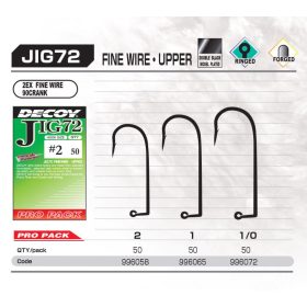   Decoy Pro Pack Jig72 Upper Fine Wire #2 Öhr-Widerhaken-Einzel-Jighaken 50 Stück