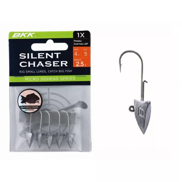 BKK Silent Chaser Microjig - Prisma Darting LRF 6#, 1.4g, 5 Stück/Packung Jigkopf