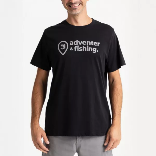 Adventer & Fishing Schwarz S Kurzarm-T-Shirt