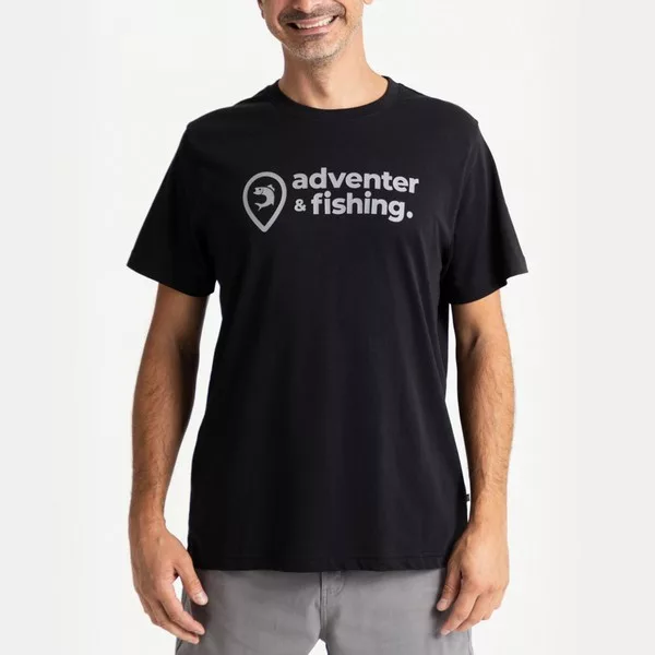 Adventer & Fishing Schwarz M Kurzarm-T-Shirt