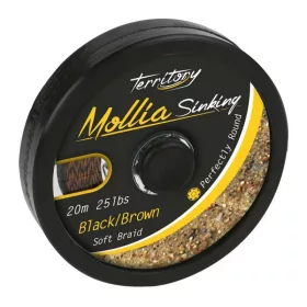   Mikado Mollia Hooklink 20m 25lbs Schwarz-Braun Geflochtene Vorfachschnur