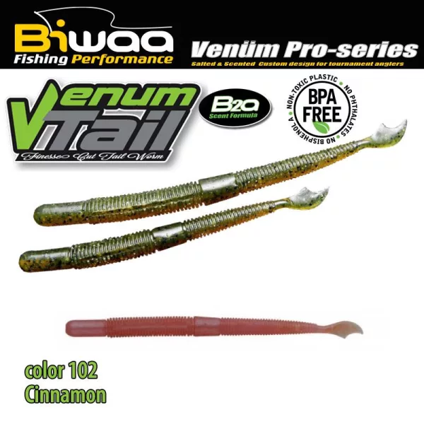 Biwaa Venum Tail 10cm 102 Cinnamon Gummiköder 10 Stk.