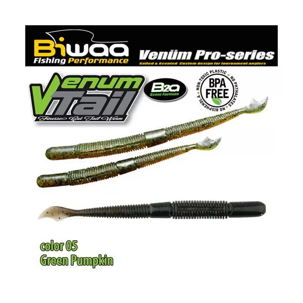 Biwaa Venum Tail 10cm 05 Green Pumpkin Gummi Kunstköder 10db