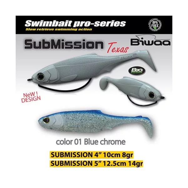 Biwaa Submission 10cm 01 Blue Chrome Gummifisch 4 Stück