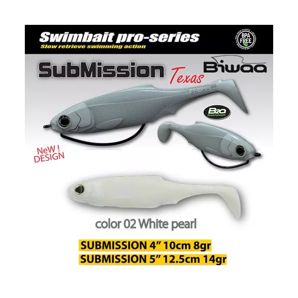Biwaa Submission 10cm 02 Pearl White Gummifisch 4 Stk