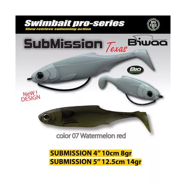 Biwaa Submission 10cm 07 Watermelon Red Gummifisch 4Stk.