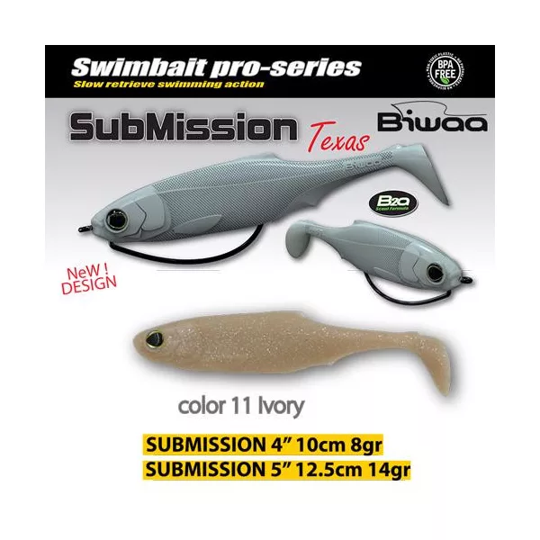 Biwaa Submission 10cm 11 Ivory Gummifisch 4 Stück