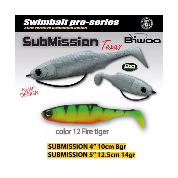 Biwaa Submission 10cm 12 Fire Tiger Gummifisch 4 Stk.